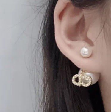 Dior飾品 迪奧經典熱銷新款CD滿鑽 大小珍珠耳釘 耳環  zgd1389